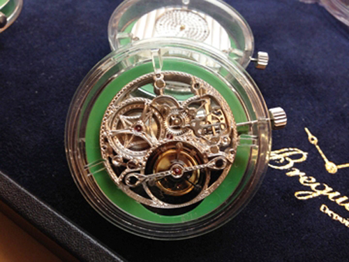 Inside Breguet's Tourbillon Room -- we witness a dozen different tourbillon escapements. 