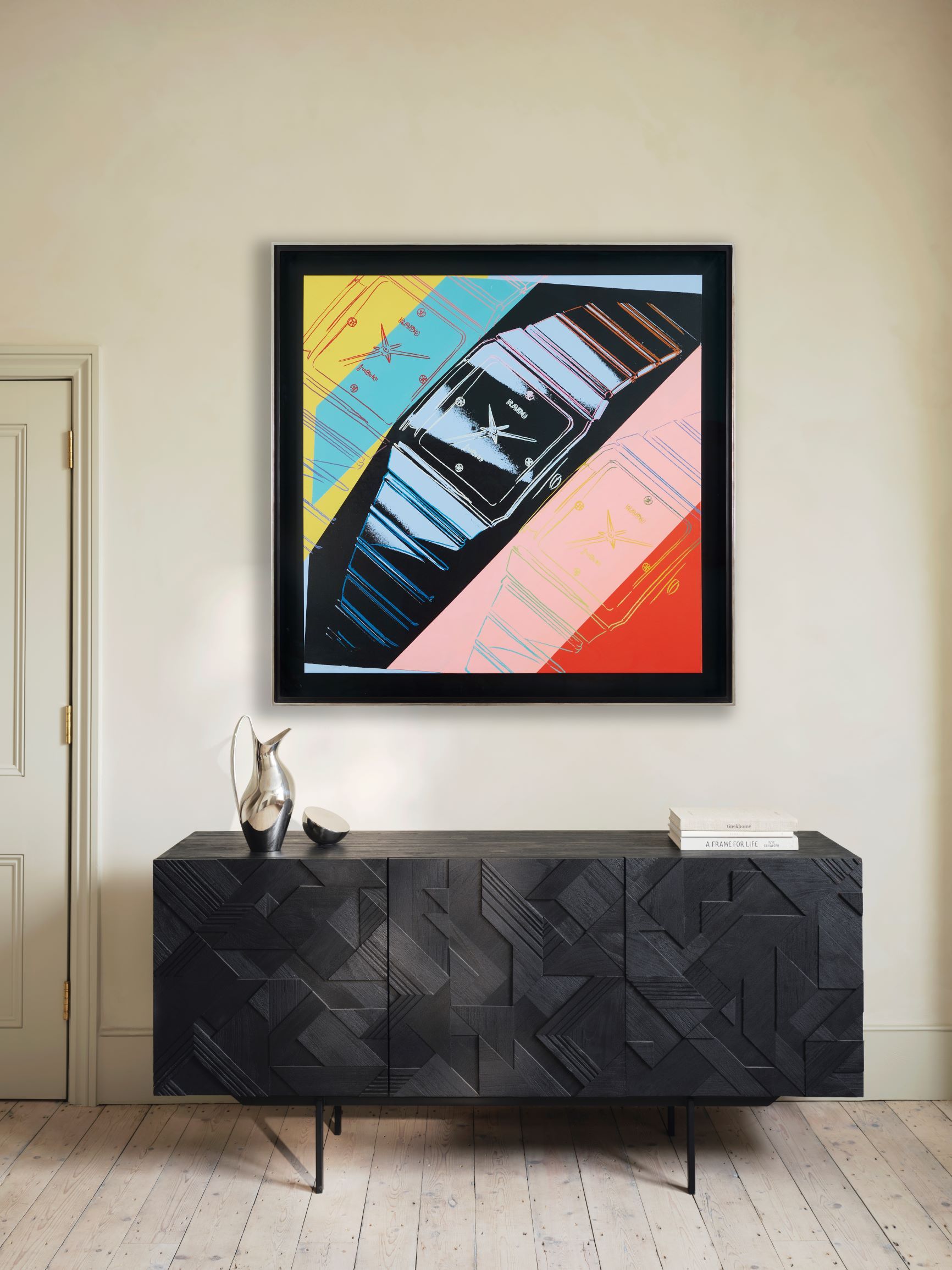 Halcyon Gallery in London unveils exhibit of Andy Warhol. In "Beyond the Brand" a Rado Anatom watch is the subject of one of his canvas paintings.